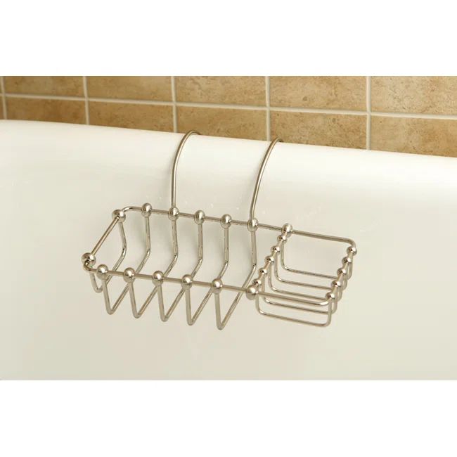 Satin Nickel Clawfoot Tub Hanging Soap and Sponge Holder