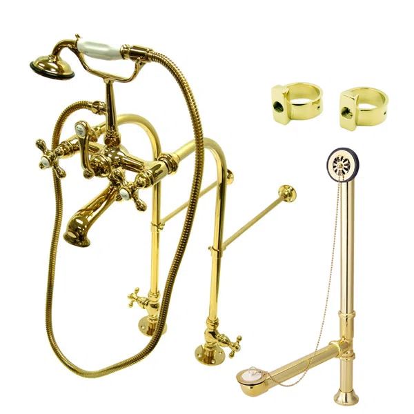 Polished Brass Vintage Freestanding Clawfoot Tub Faucet Package