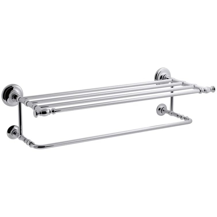 Polished Chrome Wall Mounted Metal Towel Shelf