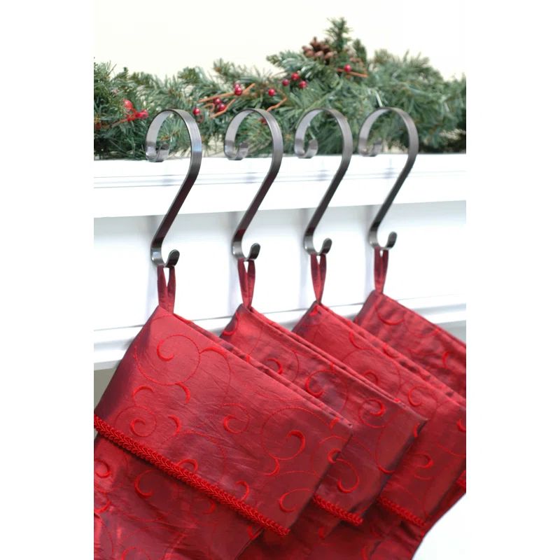 Pewter 4-Pack Adjustable Metal Stocking Holders