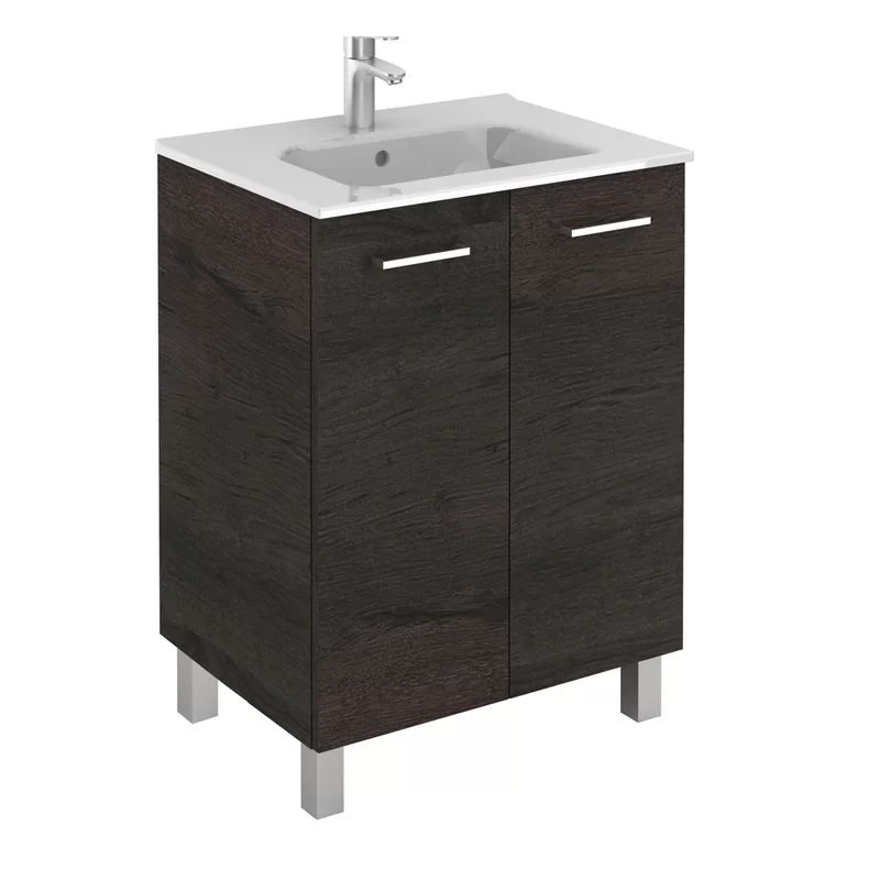 Wenge Logic 27.6'' Freestanding Single Bathroom Vanity with Ceramic Top