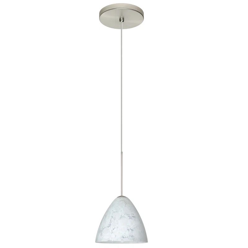 Mia Satin Nickel Bell-Shaped LED Pendant with Carrera Glass