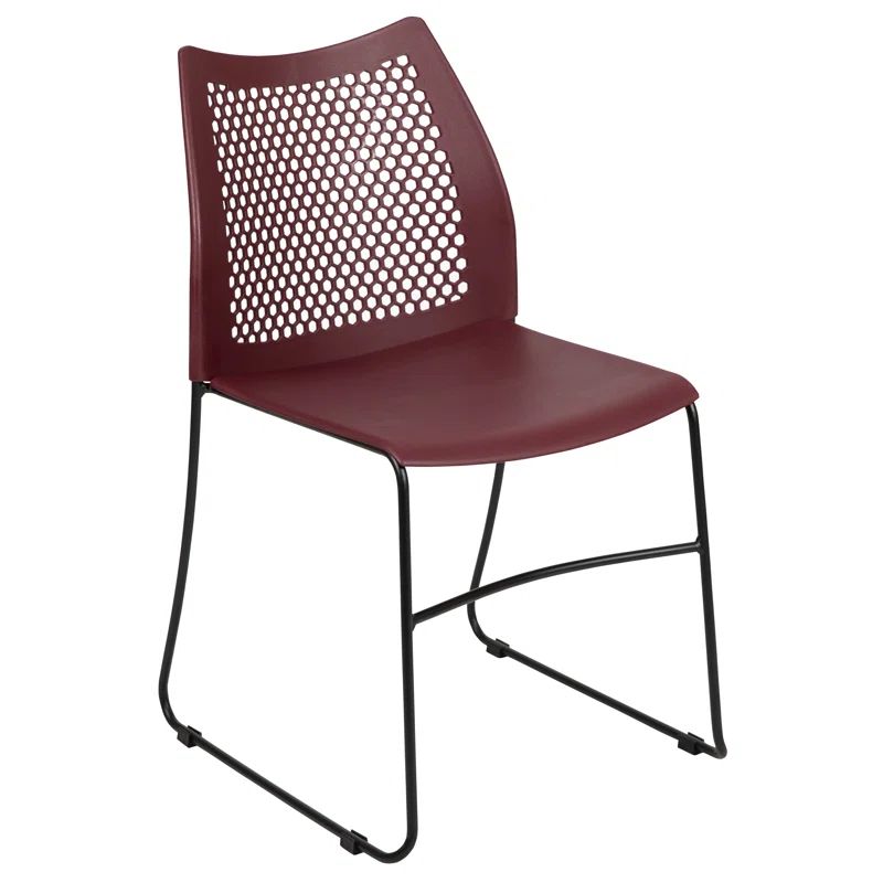 Burgundy Sled Base 661 lb. Capacity Stack Chair with Air-Vent Back