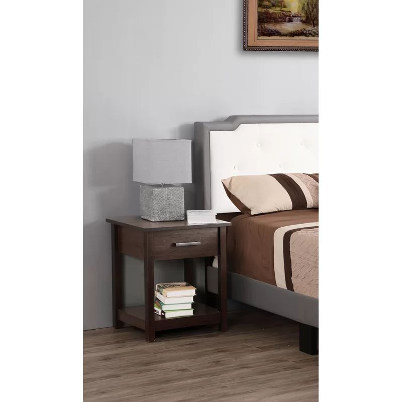 Salem Wenge 1-Drawer Nightstand with Open Storage Shelf