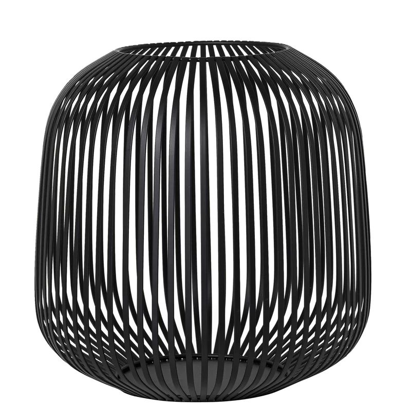 Medium Black Powder-Coated Steel Tabletop Lantern