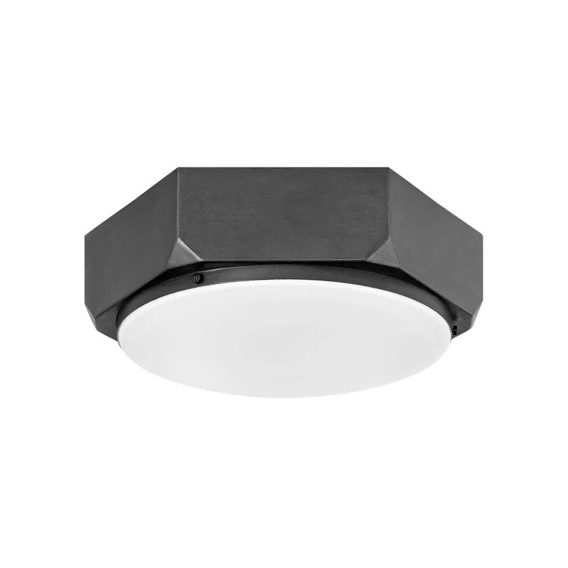 Hexagonal Brushed Graphite 16" LED Flush Mount with Opal Glass