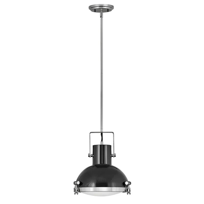 Coastal Industrial Gloss Black and Polished Nickel Pendant Light