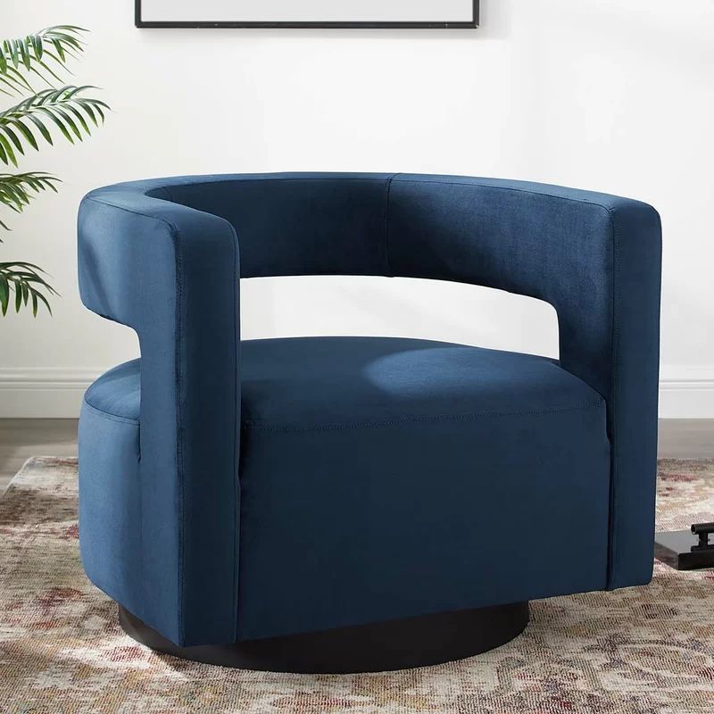 Midnight Blue Velvet Swivel Accent Chair