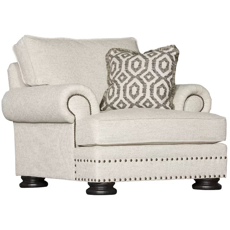 Beige Transitional Stationary Accent Chair with Manufactured Wood