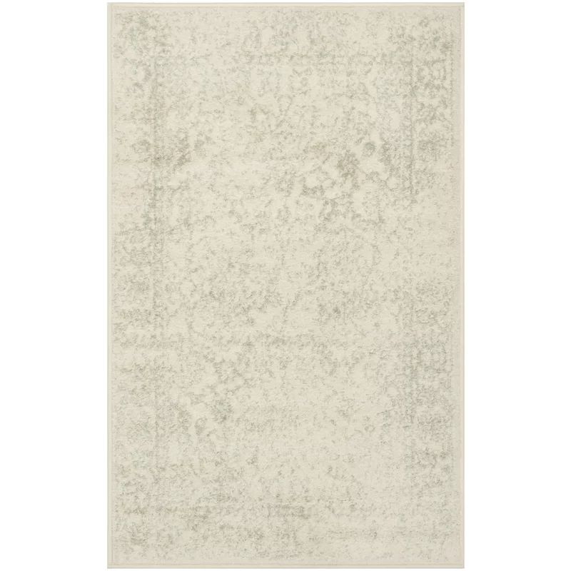 Ivory and Sage Synthetic Stain-Resistant Circular Area Rug