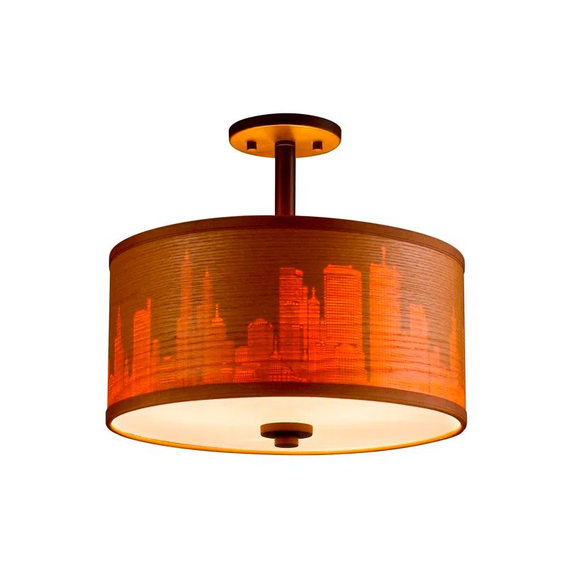 Bronze Brulee Drum Semi-Flush Ceiling Mount Light