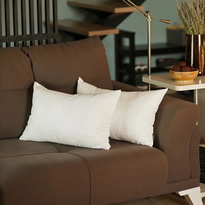 White Polyester Lumbar Pillow Cover Set