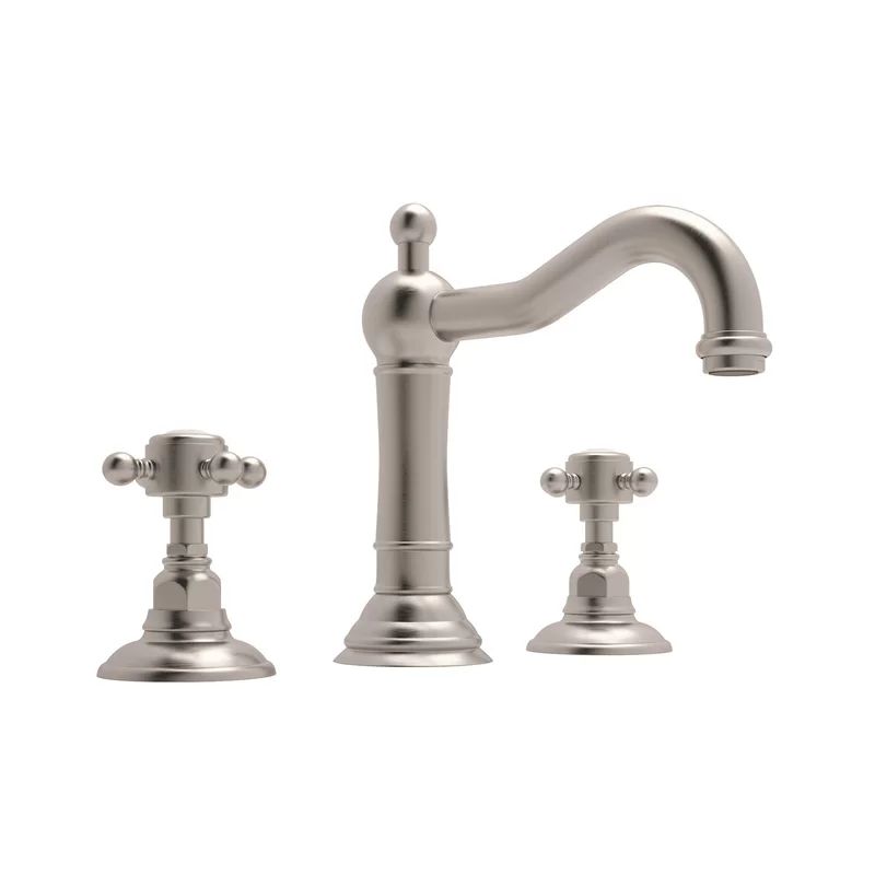 Polished Nickel Traditional Widespread Bathroom Faucet with Porcelain Handles