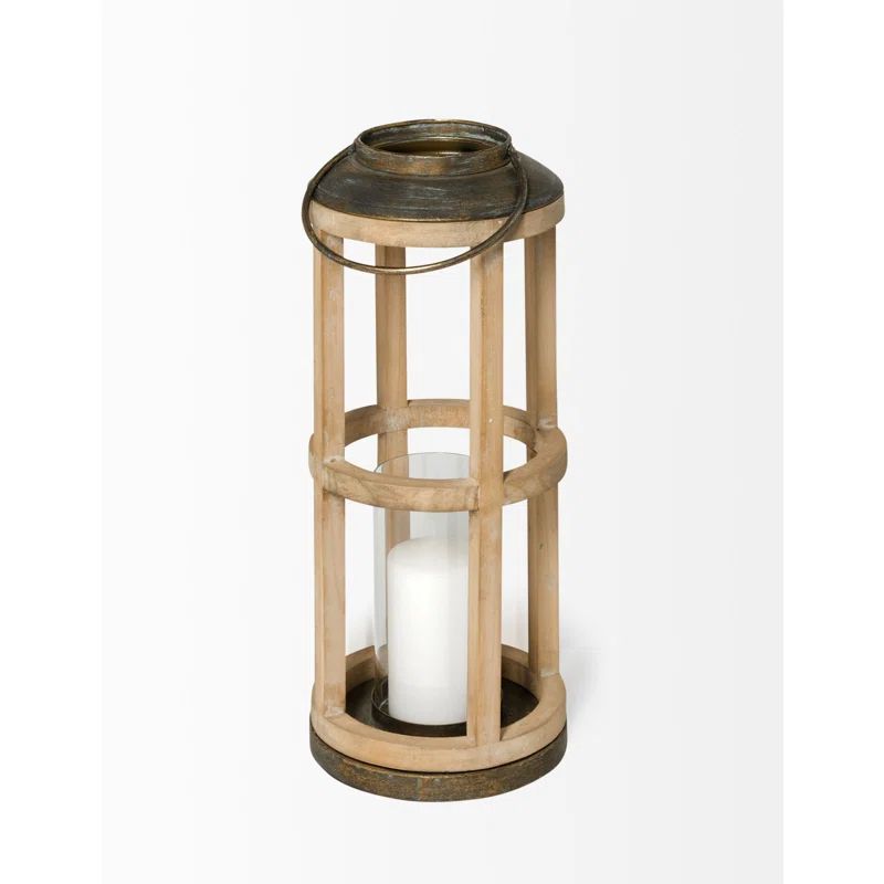 Bella Rustic Black Wood & Metal Oversized Hanging Candle Lantern