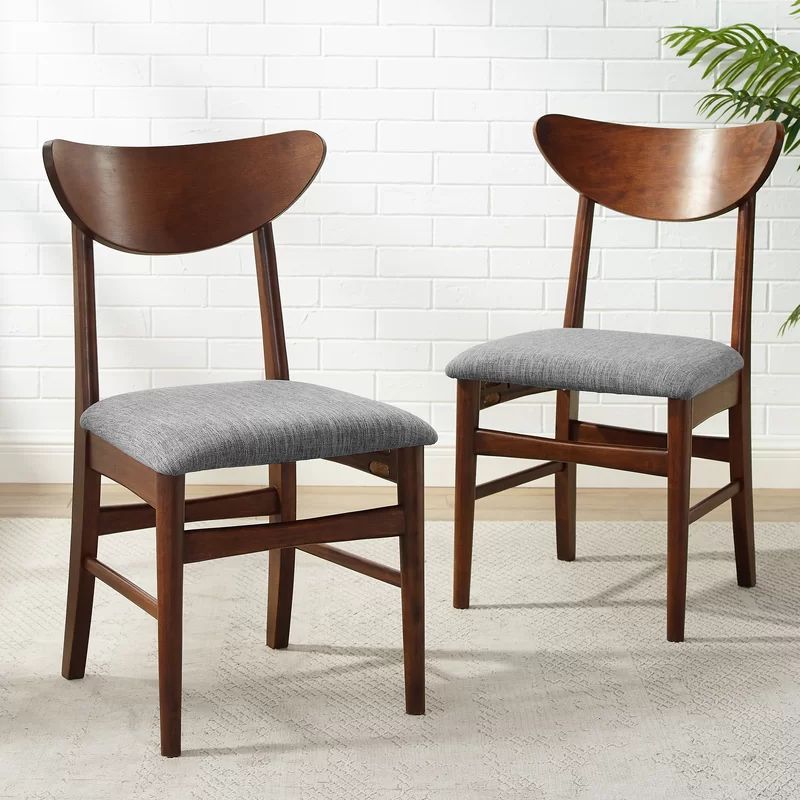 Mahogany Mid-Century Modern Upholstered Side Chair Set