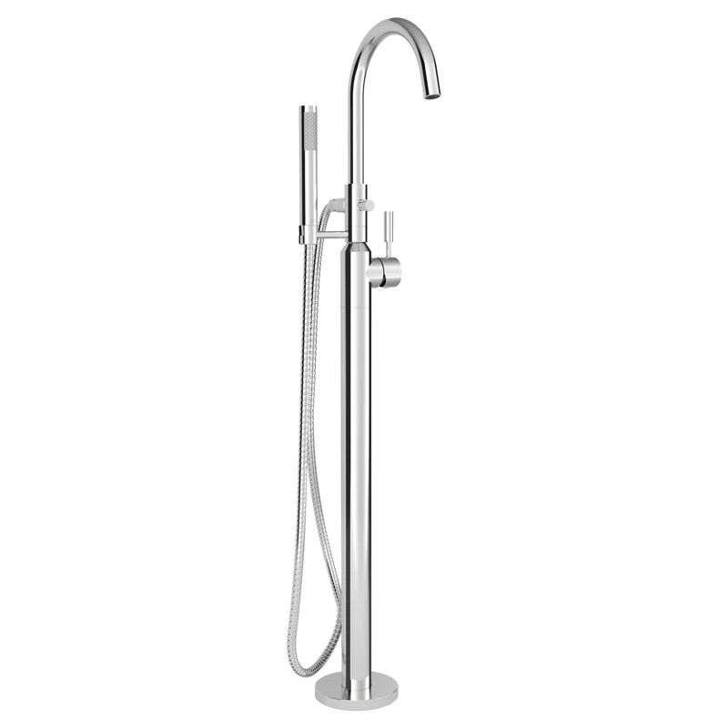 Polished Chrome Freestanding Tub Faucet with Hand Shower
