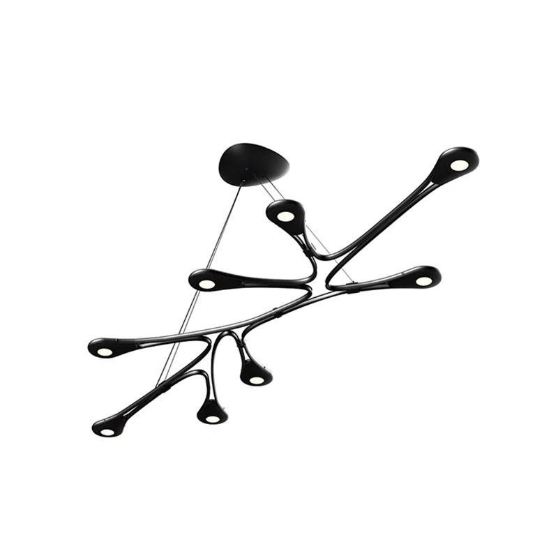 Satin Black Abstraction Linear LED Island Pendant, 54" Length