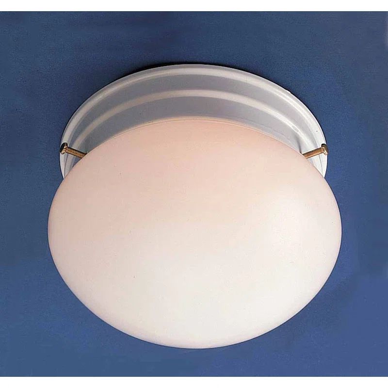 White Opalescent Glass Round Flush Mount Light