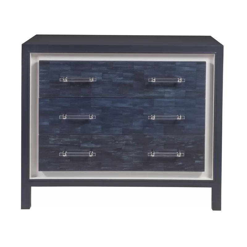 Navy Blue Faux Horn 3-Drawer Hall Chest