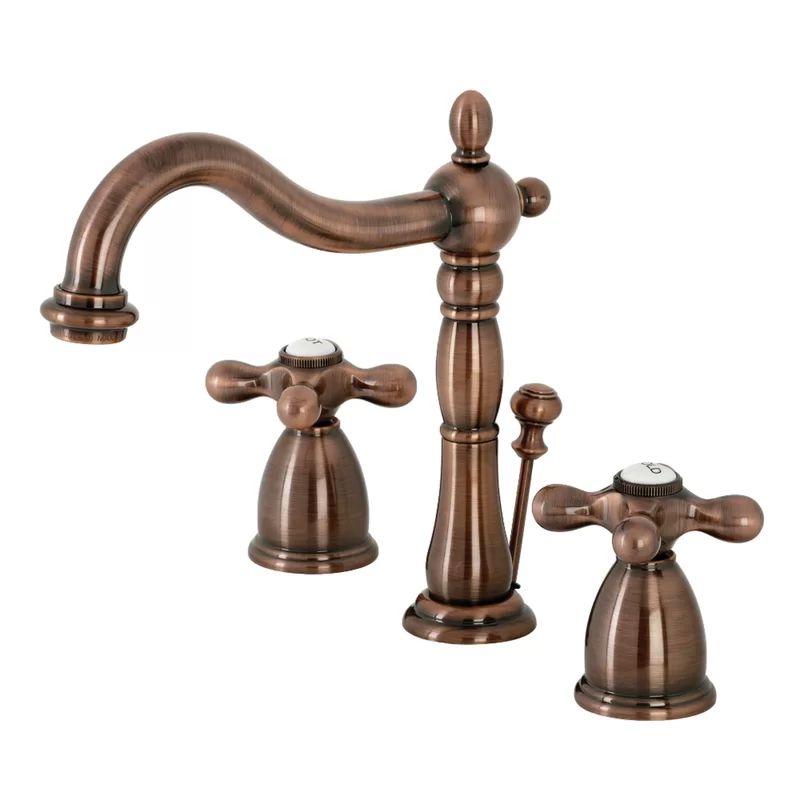 Elegant Antique Copper Brass Widespread Bathroom Faucet with Cross Handles