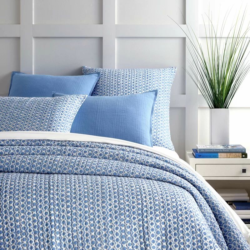 French Blue Twin Reversible Cotton Quilt Set