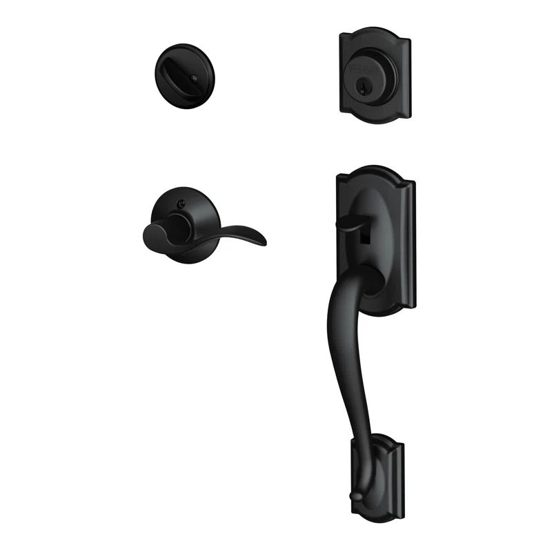 Matte Black Camelot Handleset with Deadbolt and Lever