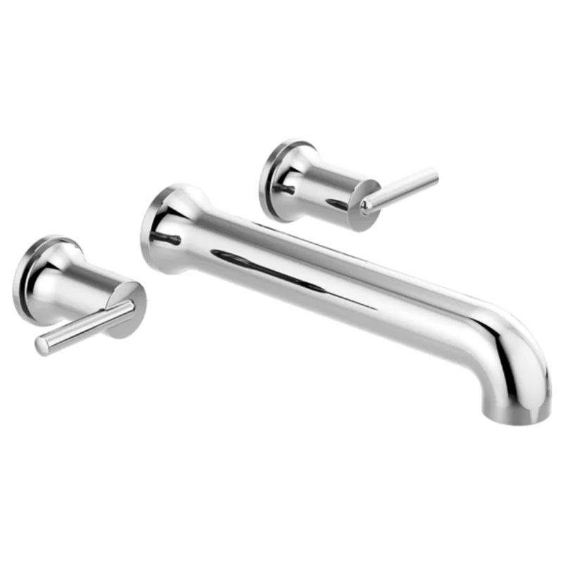 Sleek Modern Chrome Wall-Mounted Roman Tub Faucet with Dual Handles