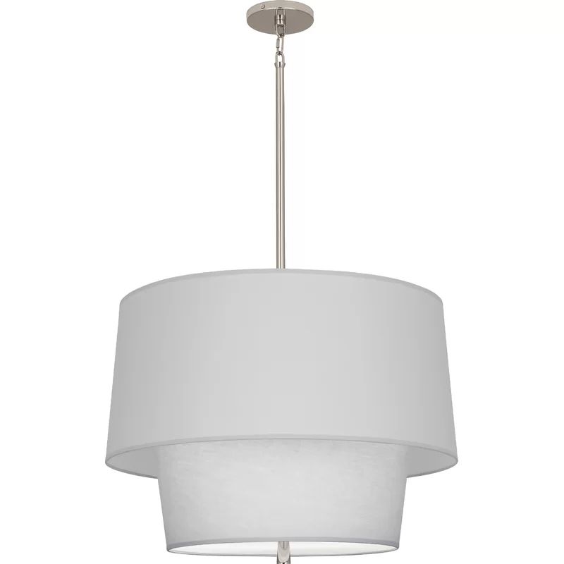 Decker Polished Nickel 24" Incandescent 3-Light Pendant with Pearl Gray Shade