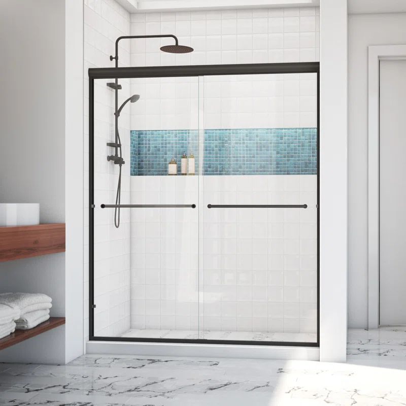 66" x 70" Clear Glass Oil Rubbed Bronze Bypass Shower Door
