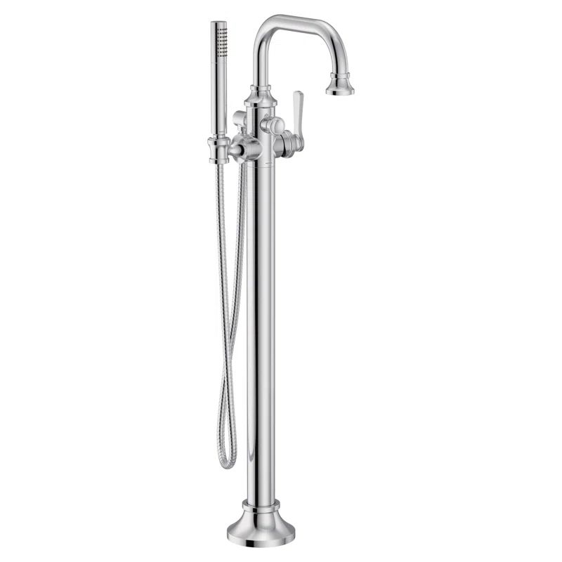 Elegant Colinet Chrome Floor-Mounted Tub Filler with Handshower