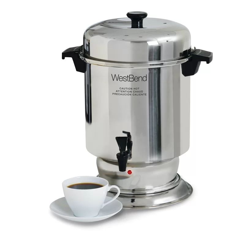 Polished Stainless Steel 55-Cup Commercial Coffee Percolator