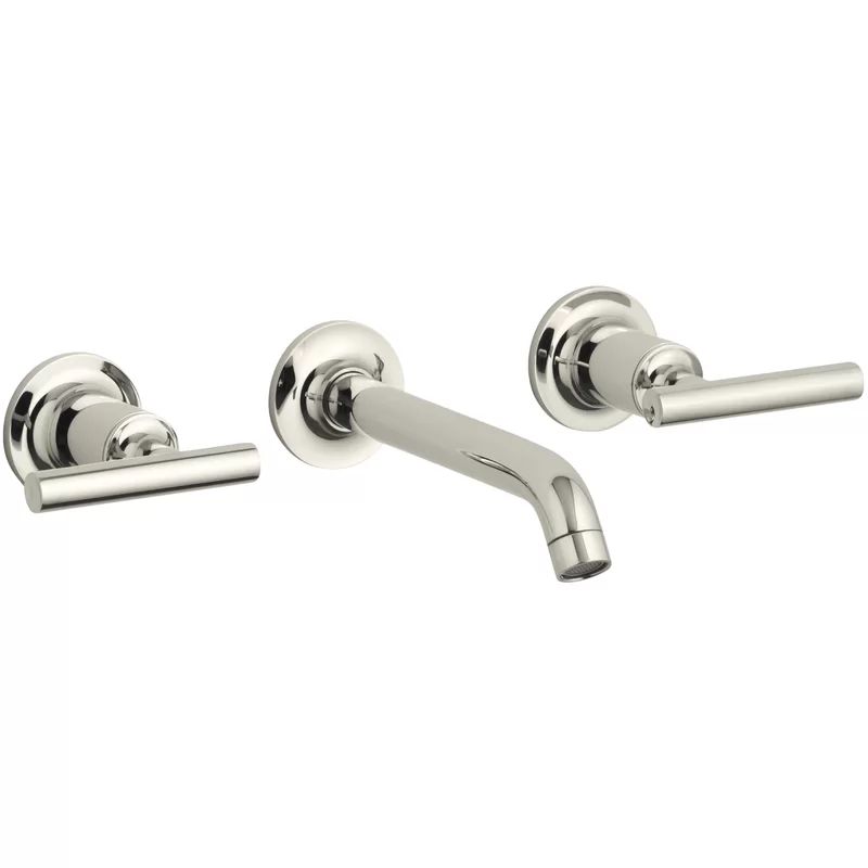 Purist Vibrant Polished Nickel Double Handle Wall-Mount Bathroom Faucet