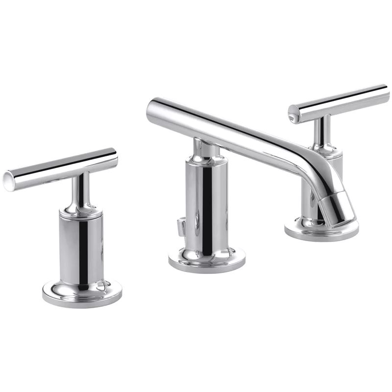 Purist 8" Polished Chrome Widespread Bathroom Faucet with Drain
