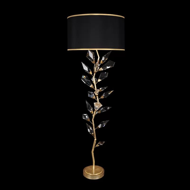 Majestic Forest Gold Leaf 71" Floor Lamp with Faceted Crystal Leaves