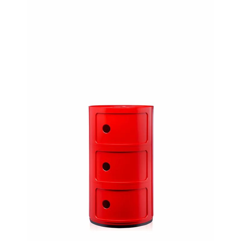 Componibili 3-Compartment Red ABS Plastic Storage Unit