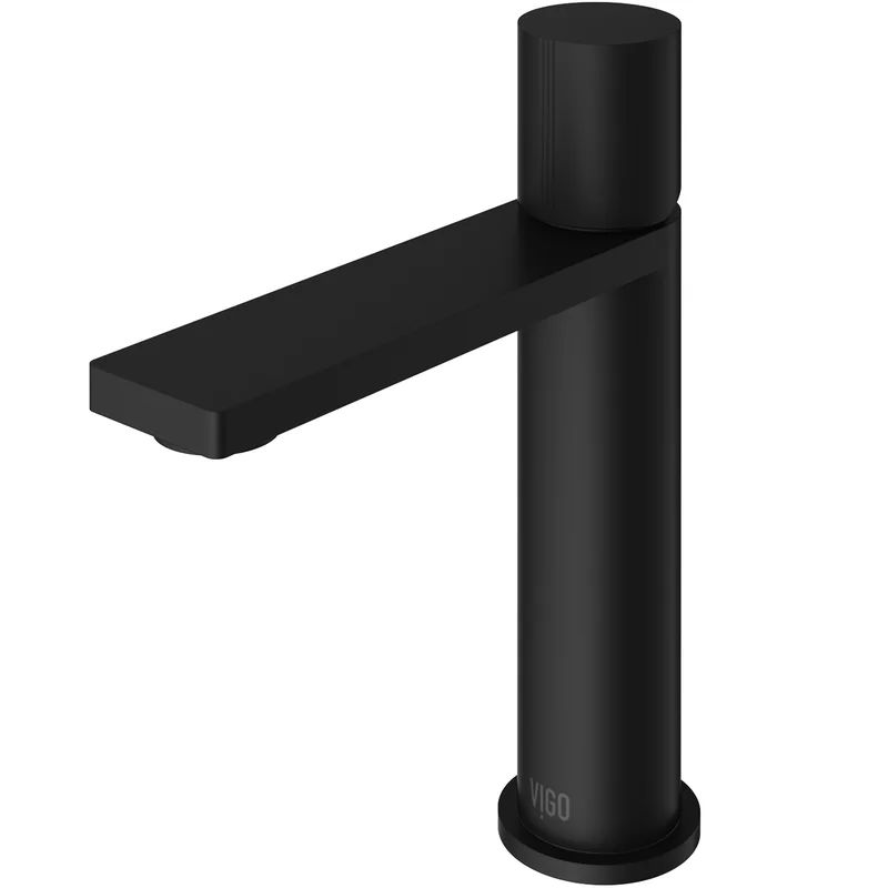 VIGO Halsey Matte Black Solid Brass Single-Hole Bathroom Faucet