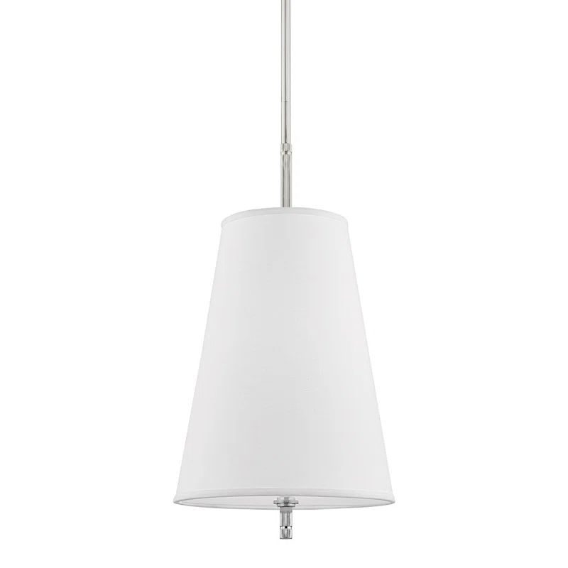 Polished Nickel 1-Light Pendant with White Linen Shade