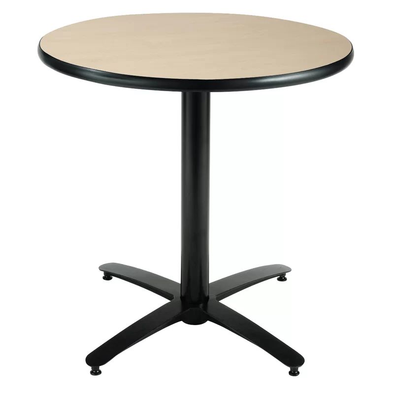 Casual Round Natural Wood Bistro Bar Table with Arched Base
