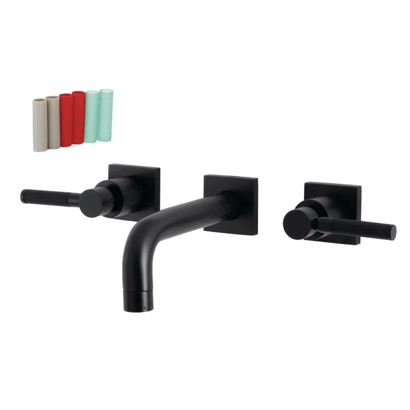 Matte Black Wall Mounted Brass Bathroom Faucet