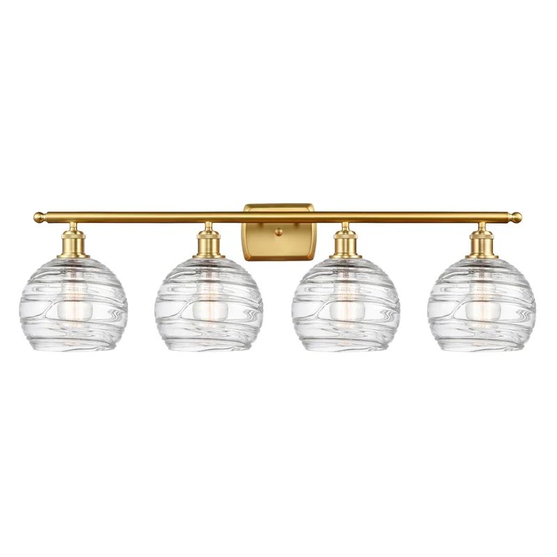 Athena Deco Swirl 36" Brass Dimmable Vanity Light in Satin Gold