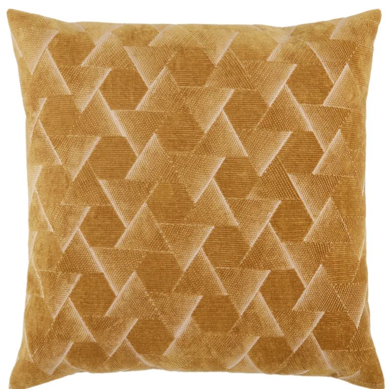 Gretchen Gold Embroidered Square Cotton Throw Pillow Set
