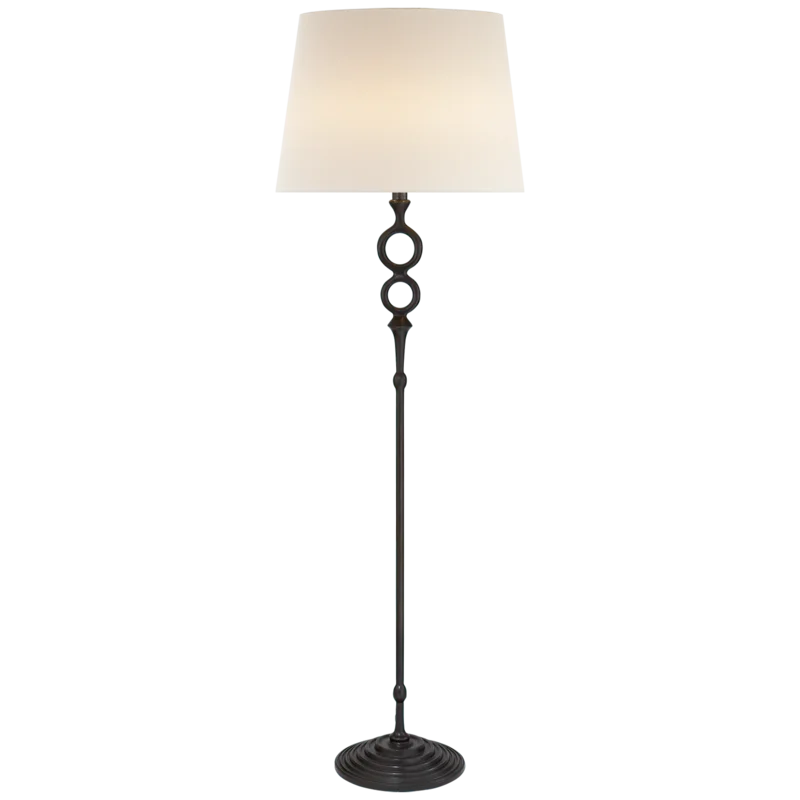 Edison Adjustable Linen and Aged Iron Floor Lamp