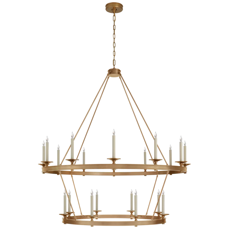 Launceton Grande Antique-Burnished Brass Two Tiered Chandelier with Crystal Accents