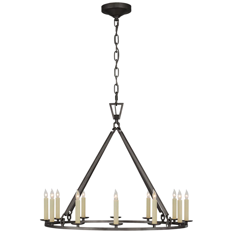 Nickel Crystal Candle Plug-In Chandelier, 30" Wide