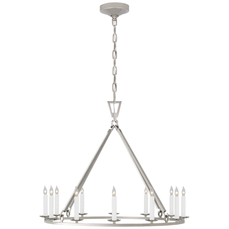 Polished Nickel Crystal Candle 12-Light Chandelier