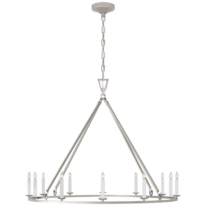 Elegant Polished Nickel 31.5" Crystal Chandelier with Candle Lights
