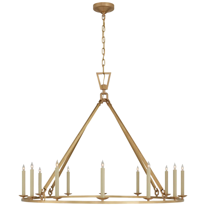 Antique Brass 12-Light Candle Chandelier with Crystal Accents