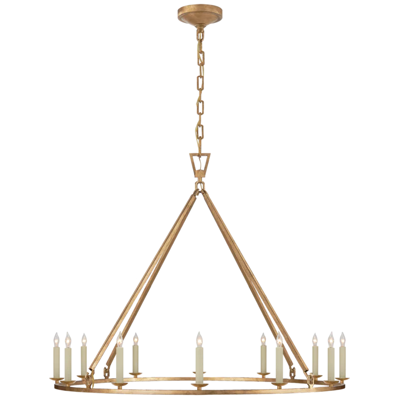 Golded Iron 12-Light Candle Chandelier