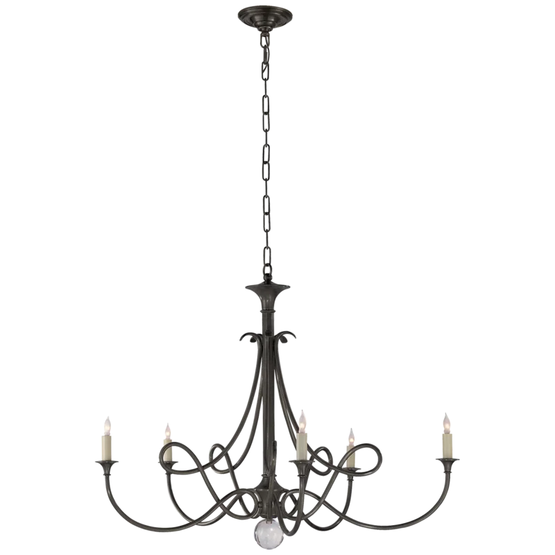 Double Twist 29.75" Bronze Chandelier with Crystal Accents