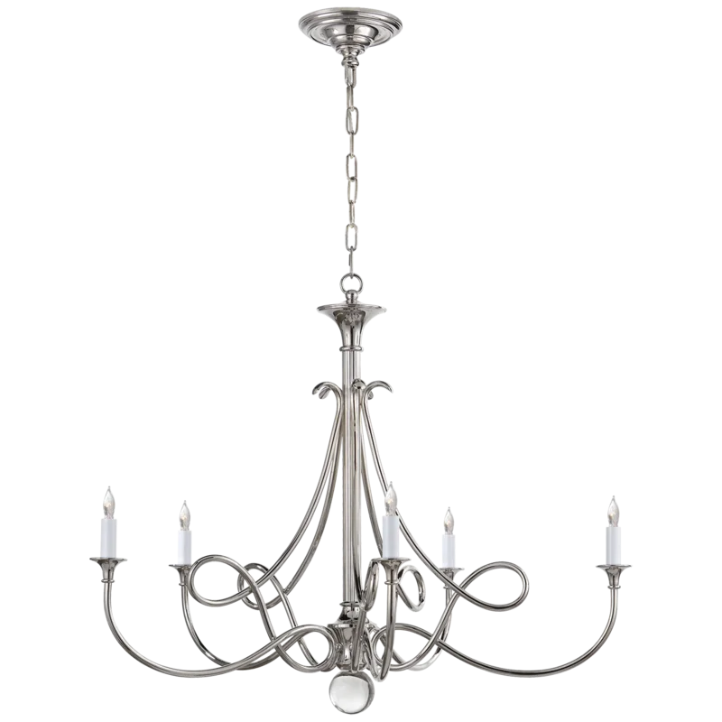 Elegant Twist 5-Light Polished Nickel Crystal Chandelier